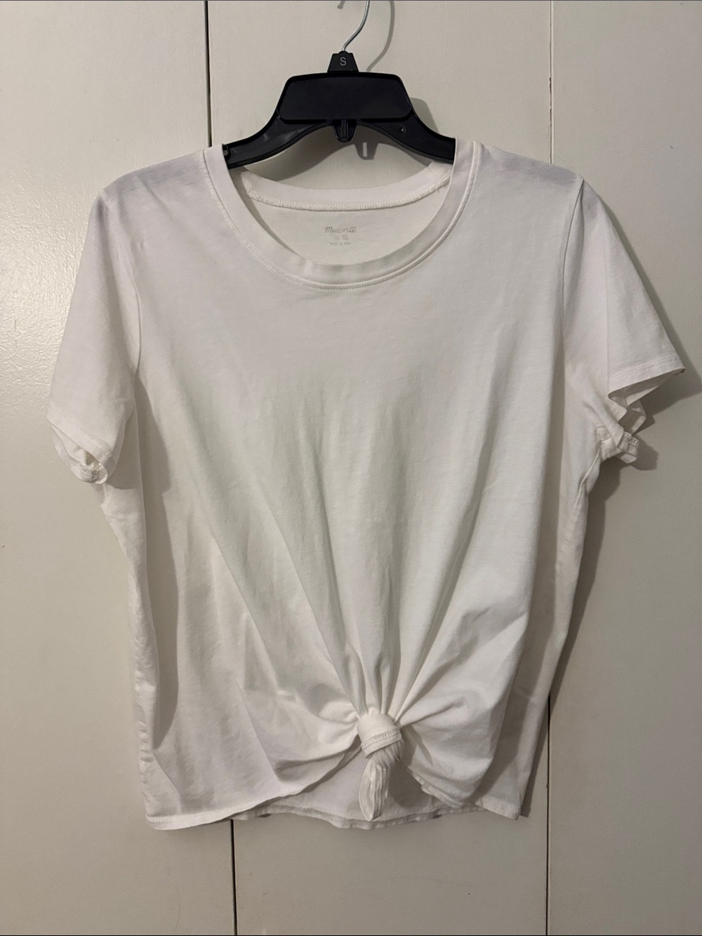 Madewell White Short-Sleeve Knot Front Tee